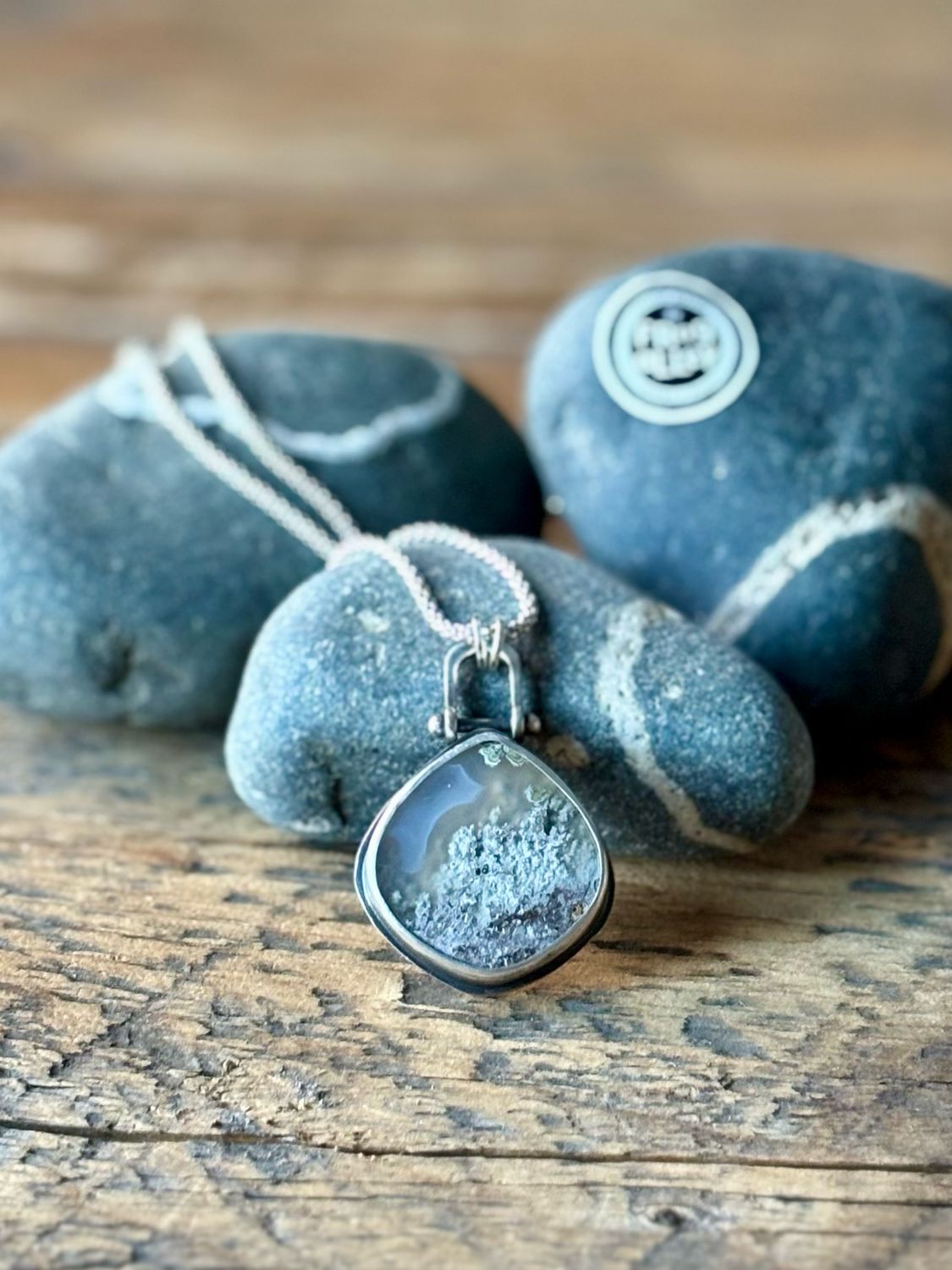 Moss Agate ~ Lever Style Bail Necklace