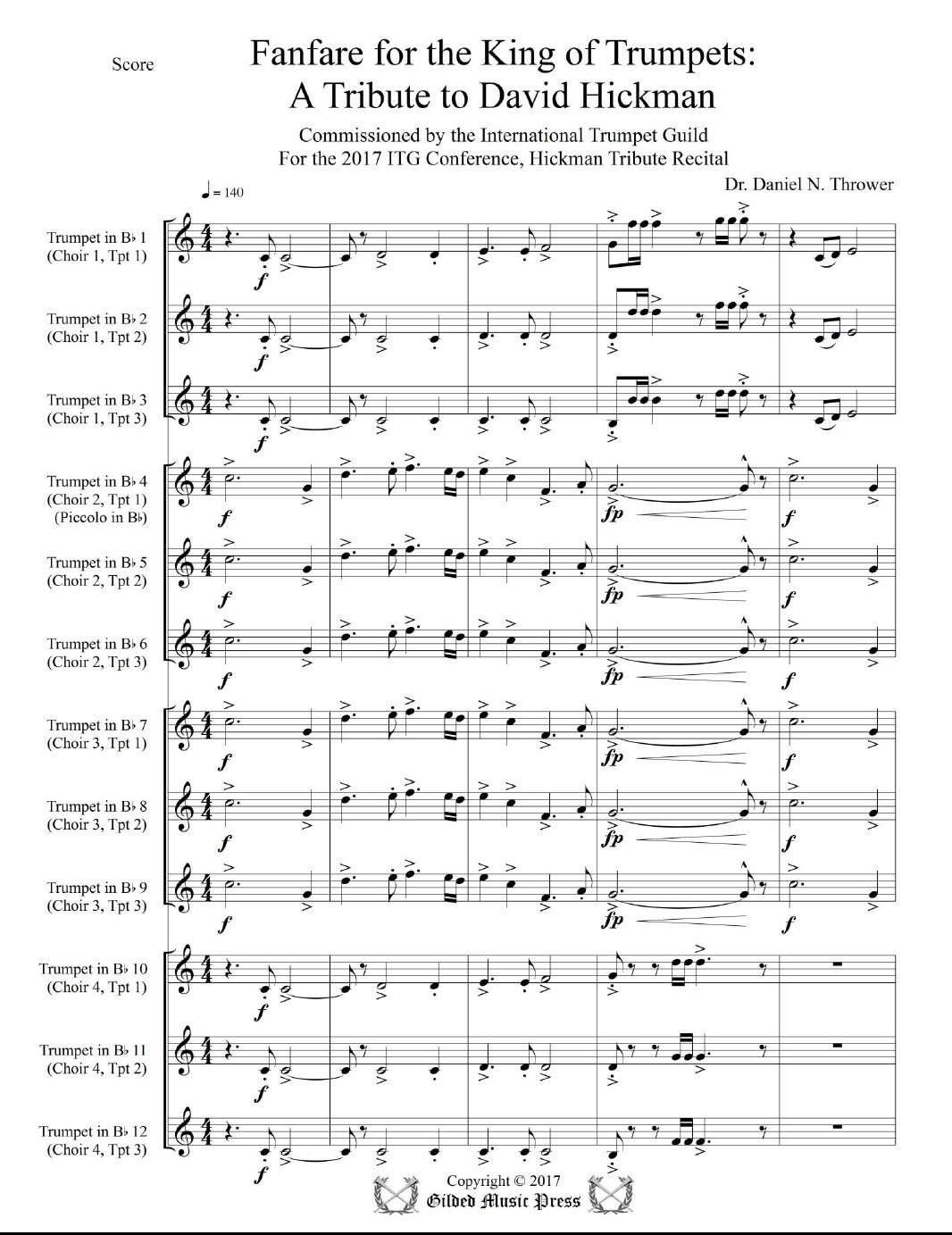 GMP 2121: Fanfare King of Trumpets (12 tpts), Dr. Daniel Thrower