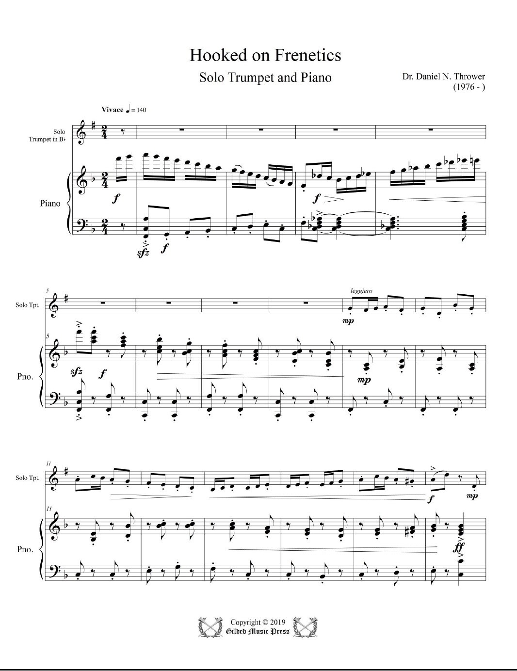 GMP 1006: Hooked on Frenetics (Tpt w/ piano reduction), Dr. Daniel Thrower