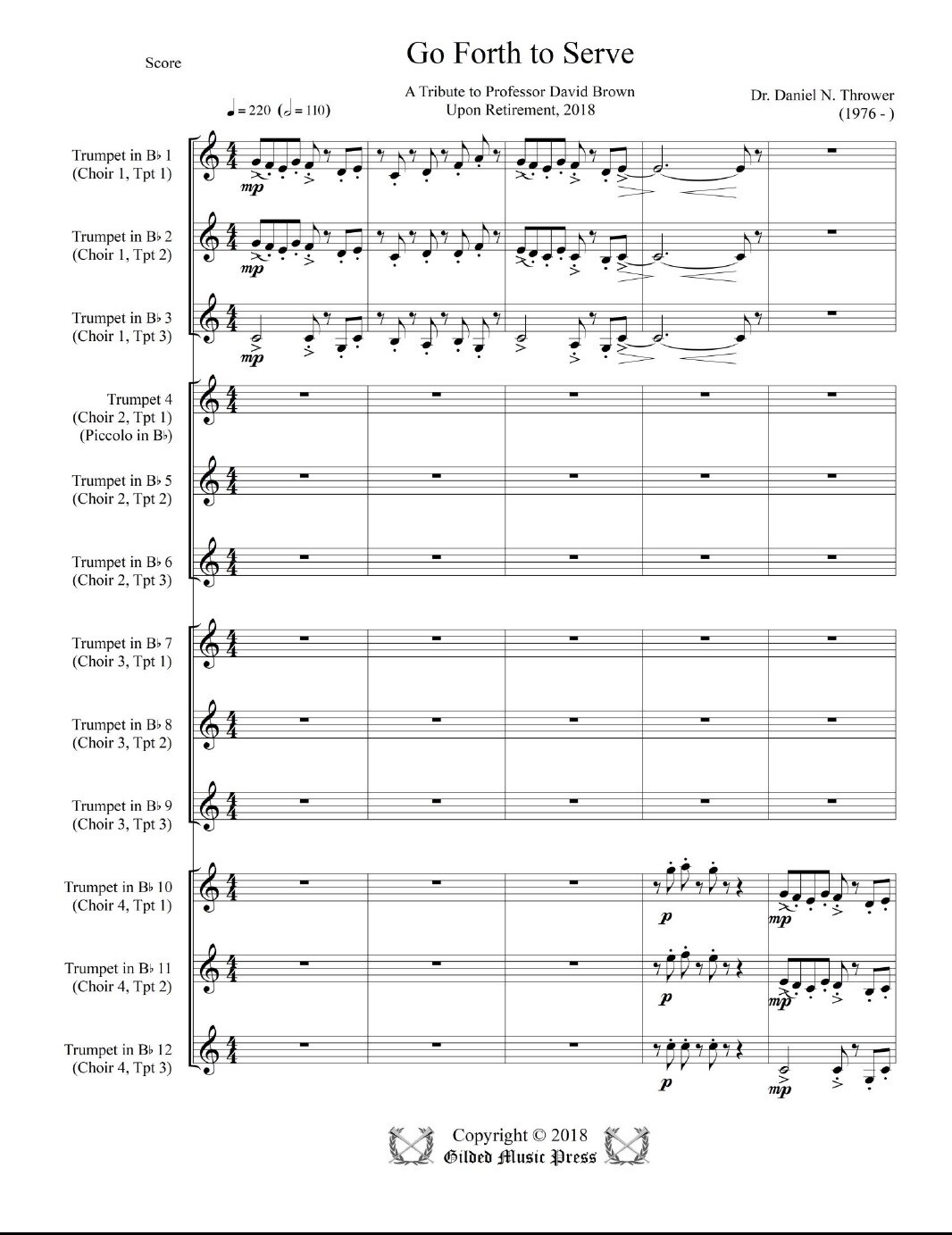 GMP 2122: Go Forth to Serve (12 trumpets), Dr. Daniel Thrower