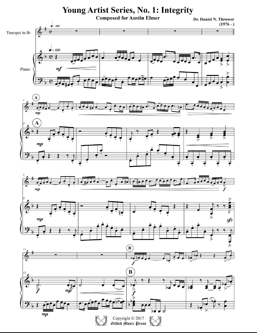 GMP 1003: Young Artist Series, No. 1: Integrity (tpt &amp; piano), Dr. Daniel Thrower