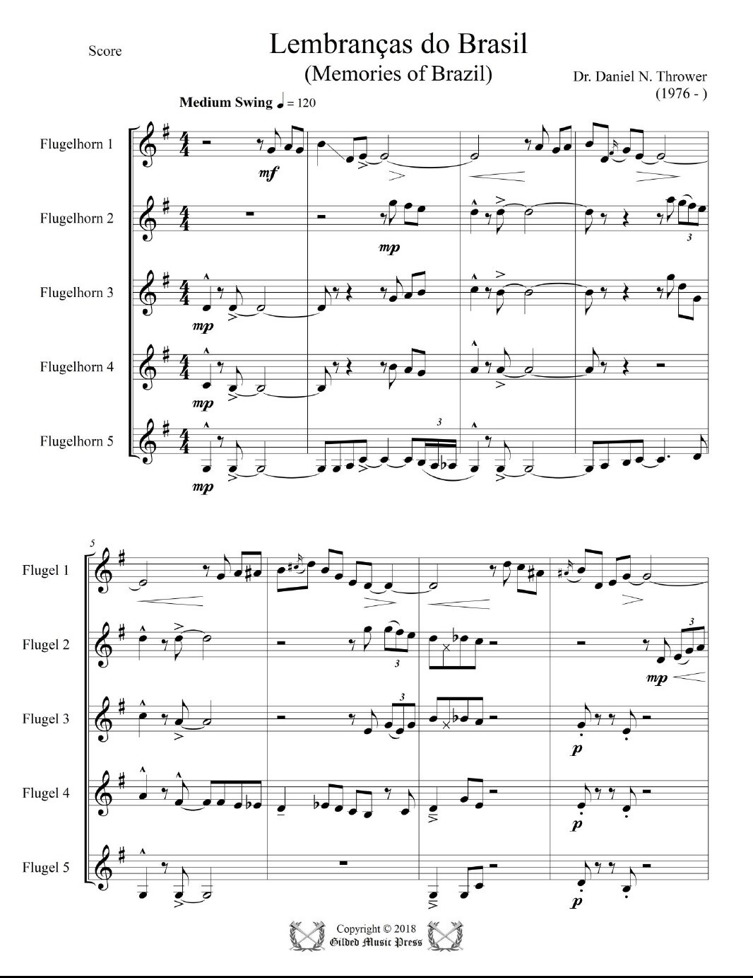 GMP 2051: Lembranças do Brasil ("Memories of Brazil"), (5 Flugelhorns), Dr. Daniel Thrower