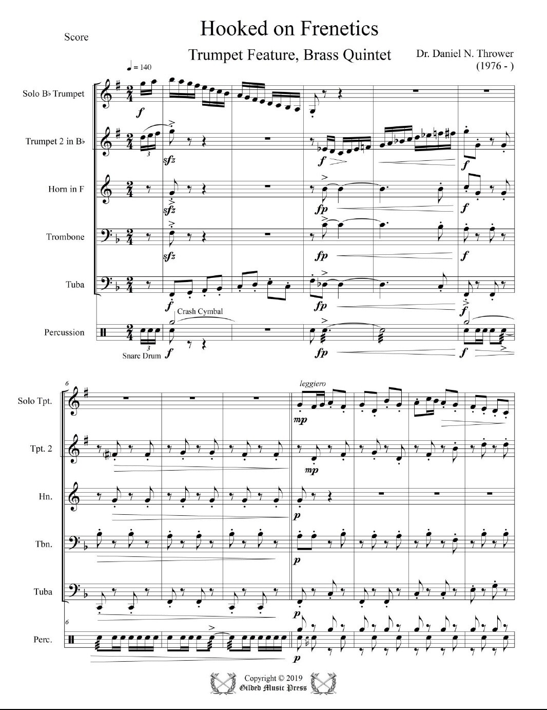GMP 3018: Hooked on Frenetics (Trumpet Solo, Brass Quintet), Dr. Daniel Thrower