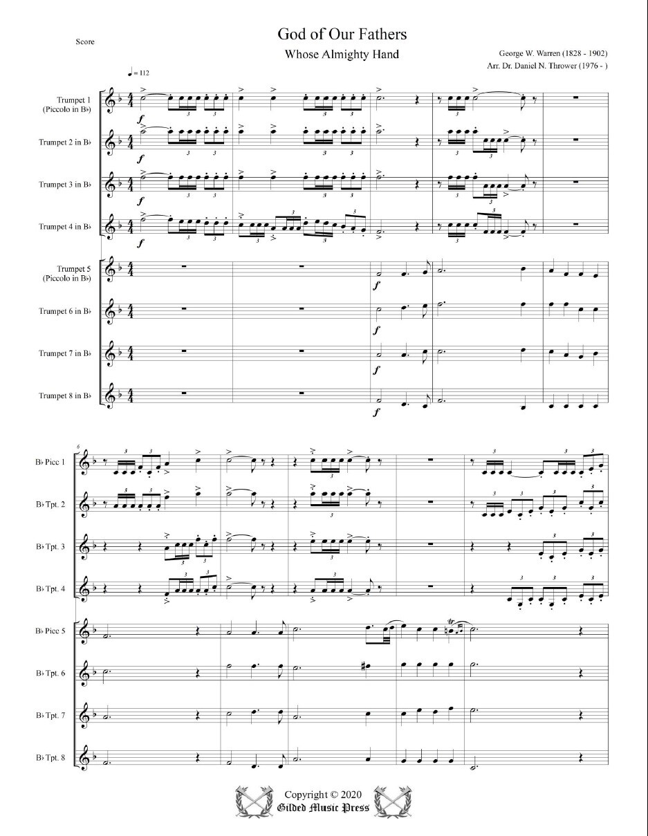 GMP 2081: God of Our Fathers (8 trumpets), G. Warren, arr. Dr. Daniel Thrower