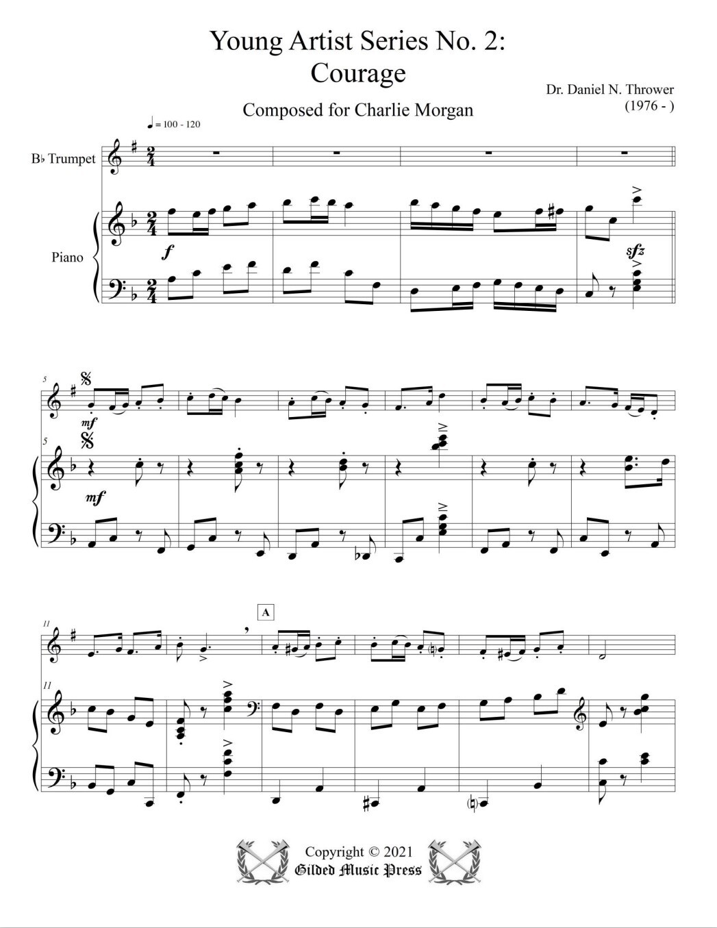 GMP 1007: Young Artist Series, No. 2: Courage (tpt &amp; piano), Dr. Daniel Thrower