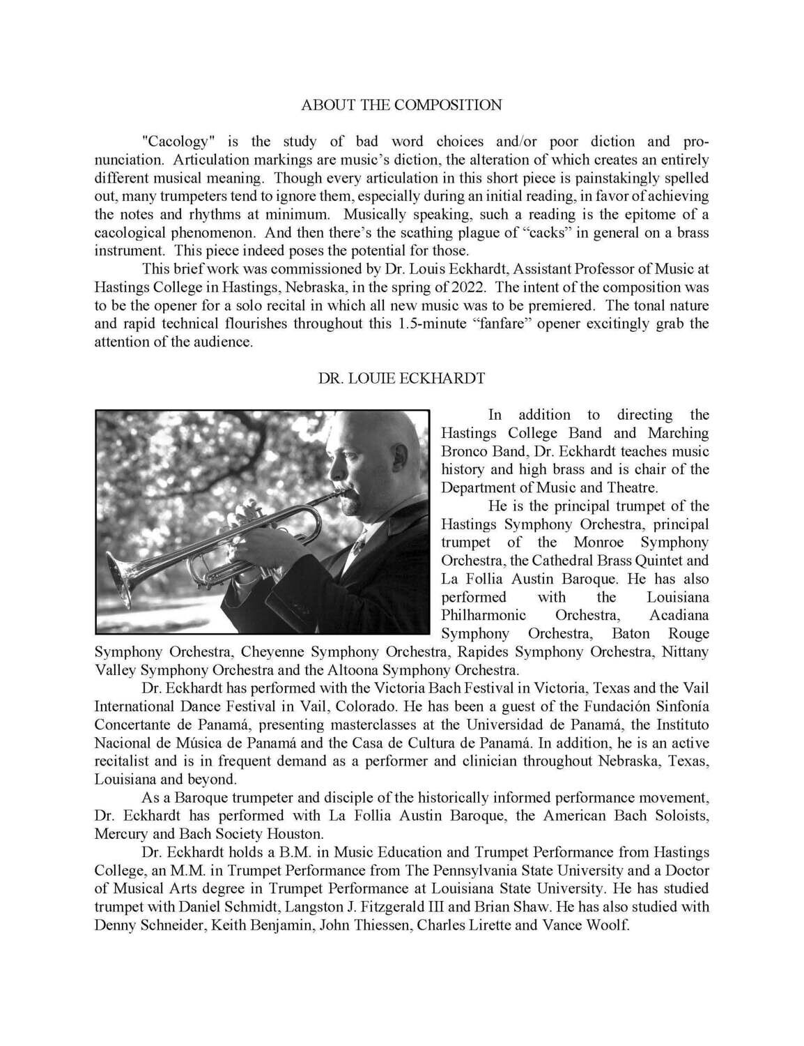 GMP 1008: Cacology (unaccomp. tpt., one mvt), Dr. Daniel Thrower