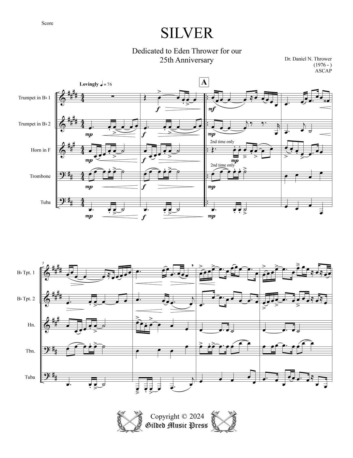 GMP 3058: Silver (Brass Quintet), Dr. Daniel Thrower