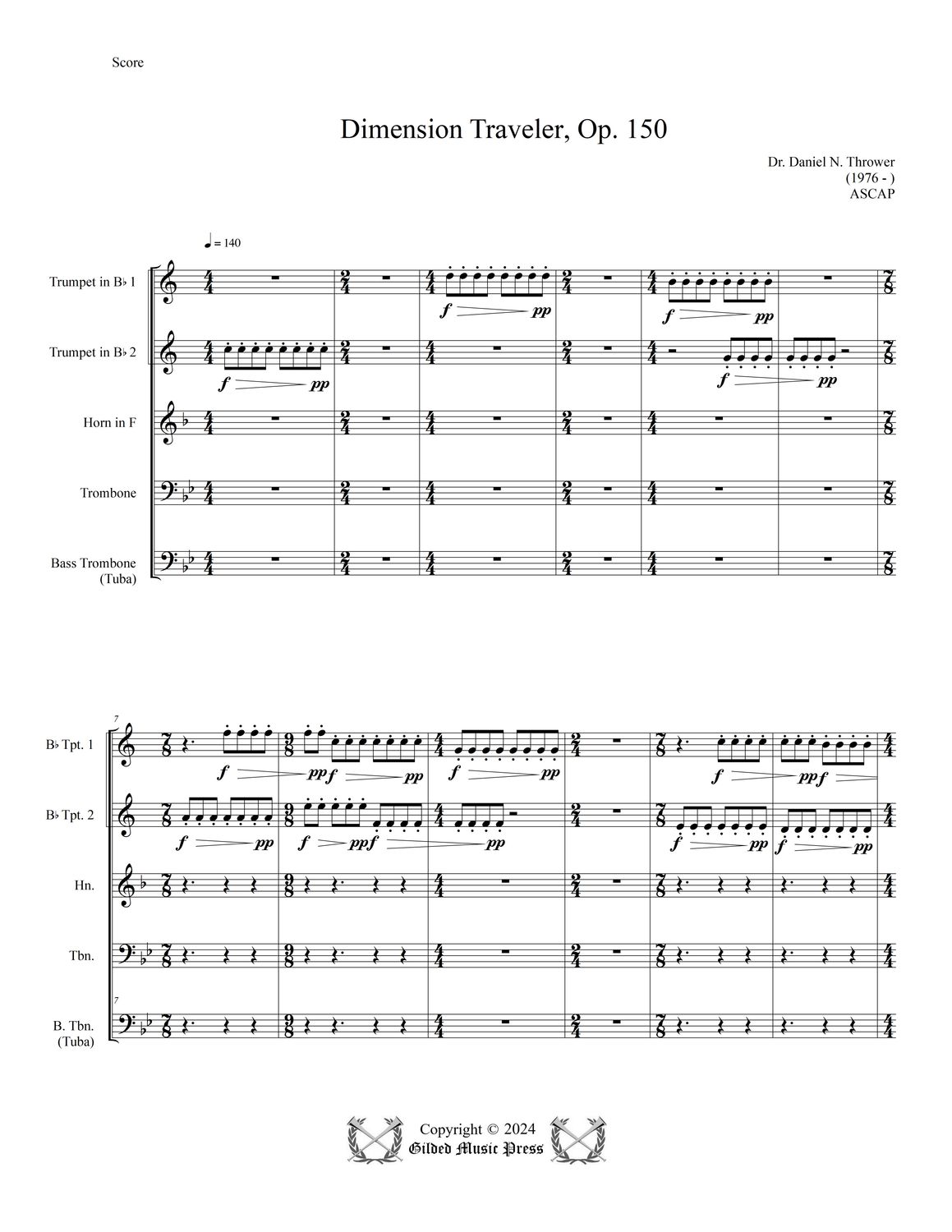GMP 3065: Dimension Traveler, Op. 150 (Brass Quintet), Dr. Daniel Thrower