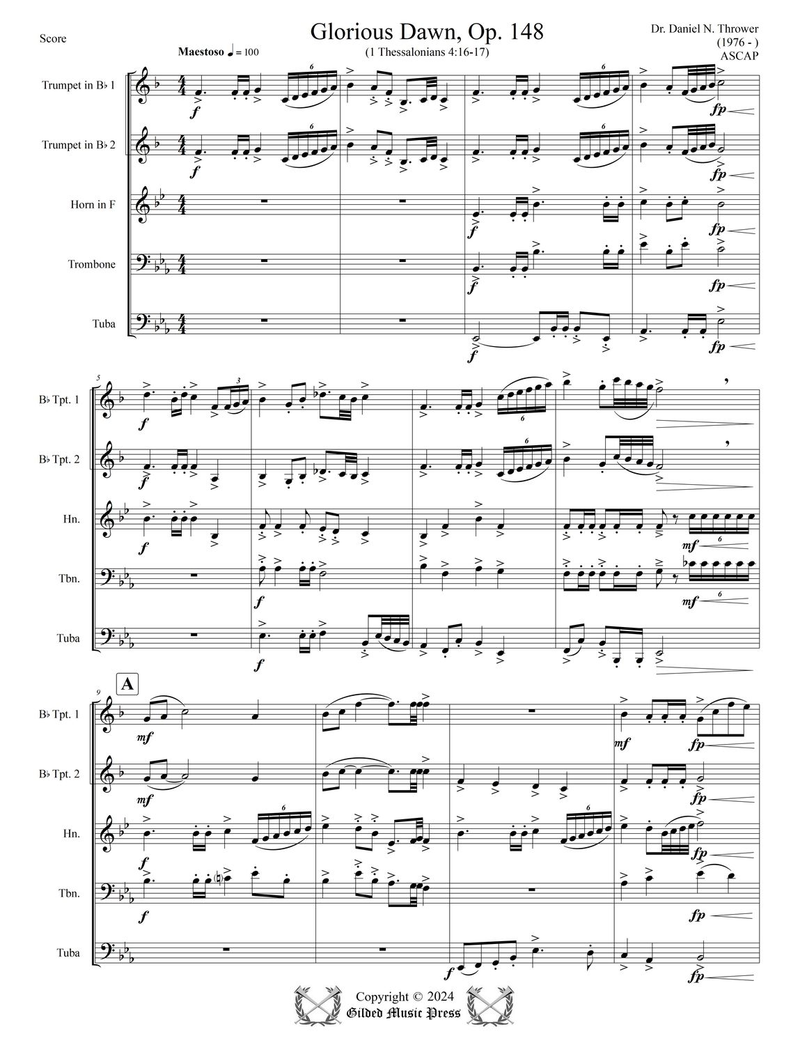 GMP 3064: Glorious Dawn, Op. 147 (Brass Quintet), Dr. Daniel Thrower