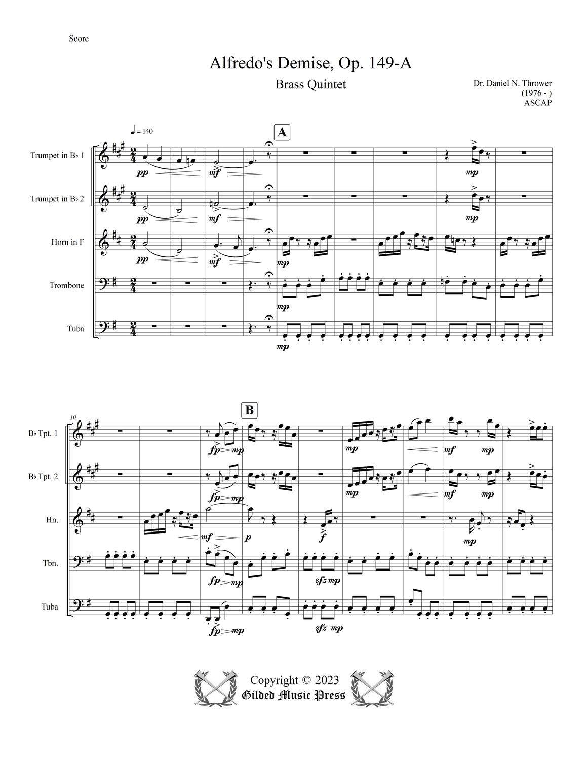 GMP 3062: Scenes &amp; Amusements, Op. 149 (Brass Quintet) Dr. Daniel Thrower