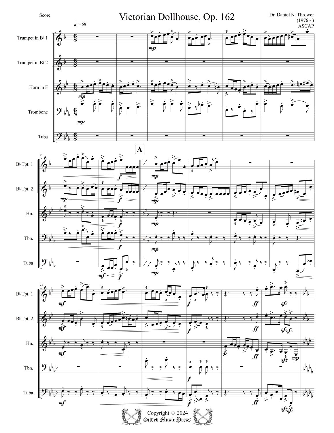 GMP 3079: Victorian Dollhouse, Op. 162 (Brass Quintet), Dr. Daniel Thrower