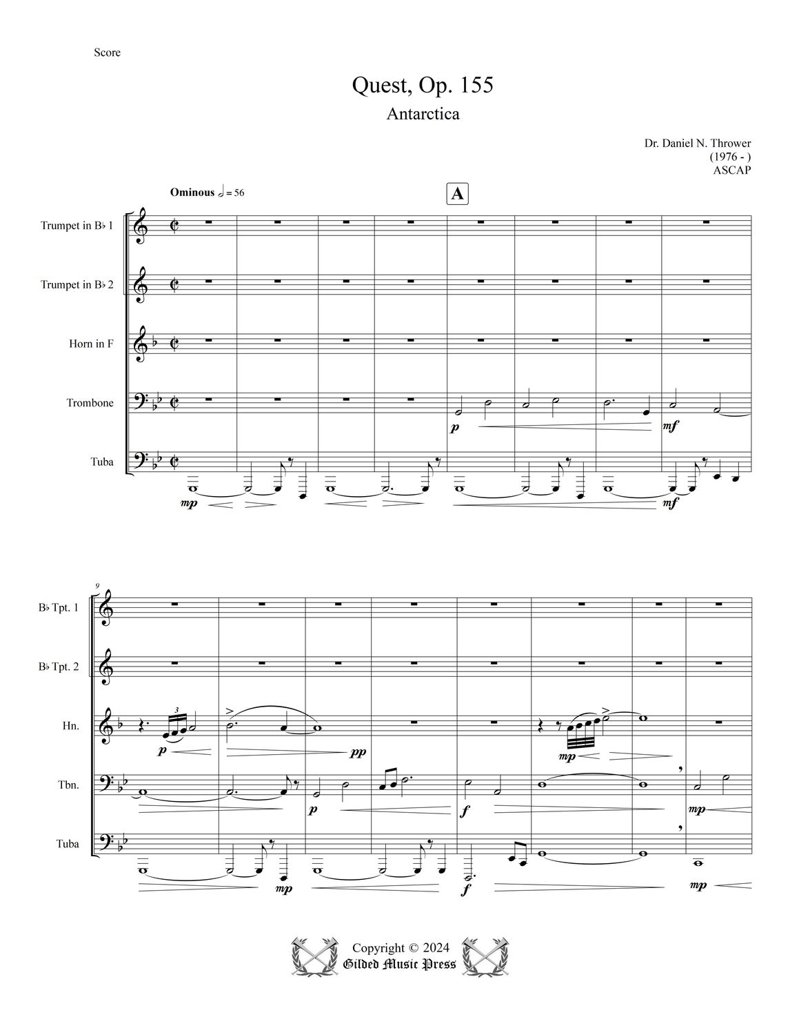 GMP 3069: Quest for Antarctica, Op. 155 (Brass Quintet), Dr. Daniel Thrower