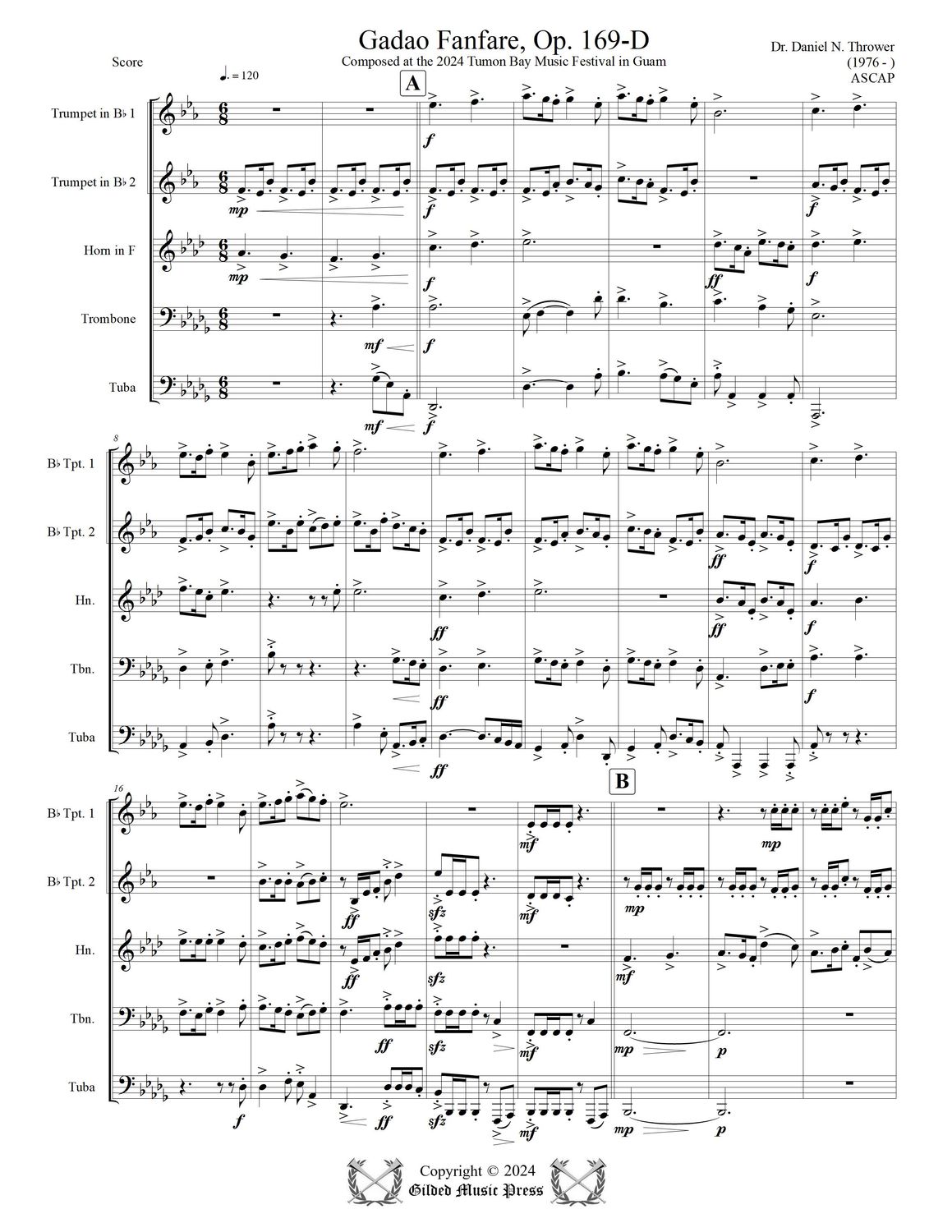 GMP 3086: International Fanfares, Vol. 1, Op. 169 (Brass Quintet), Dr. Daniel Thrower