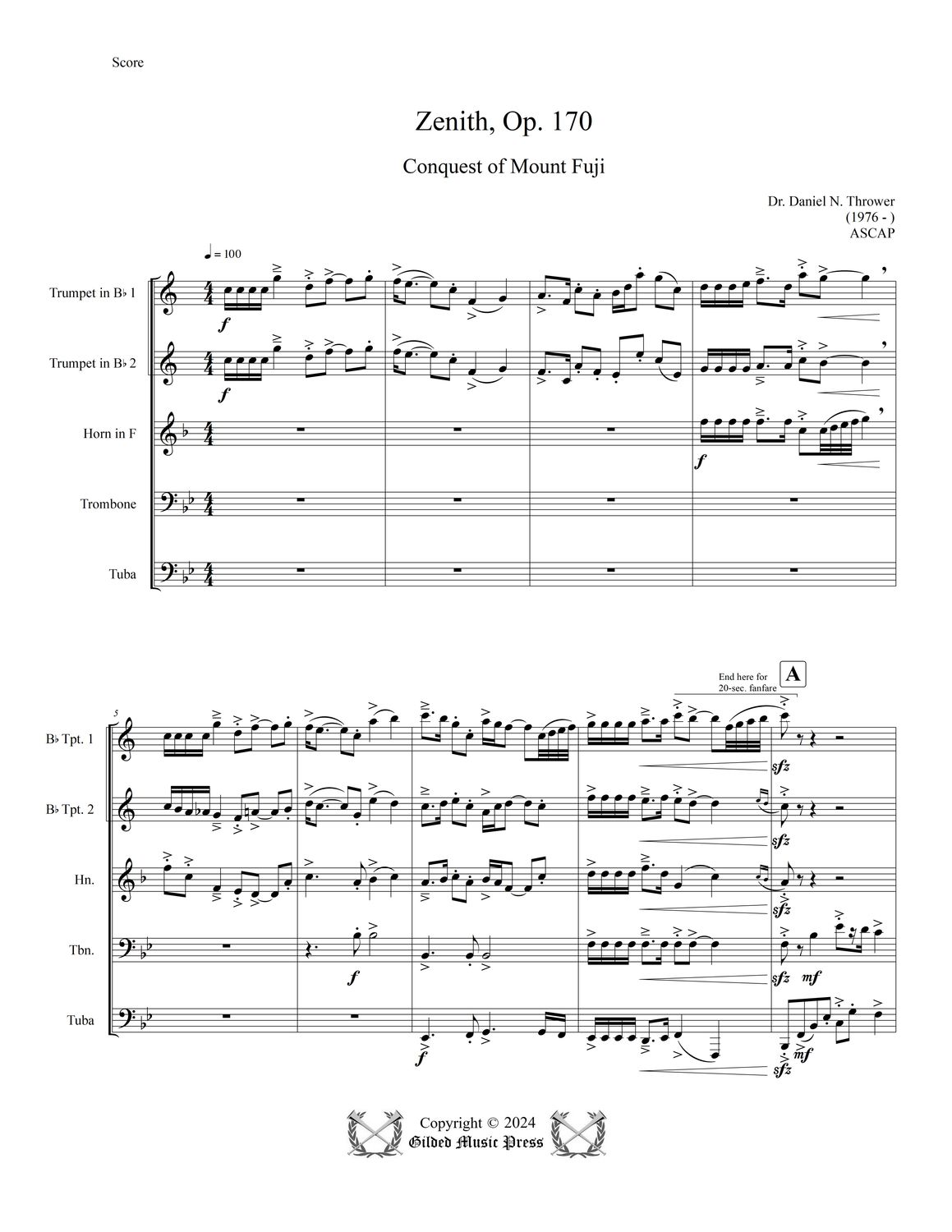GMP 3087: Zenith, Op. 170: Conquest of Mount Fuji (Brass