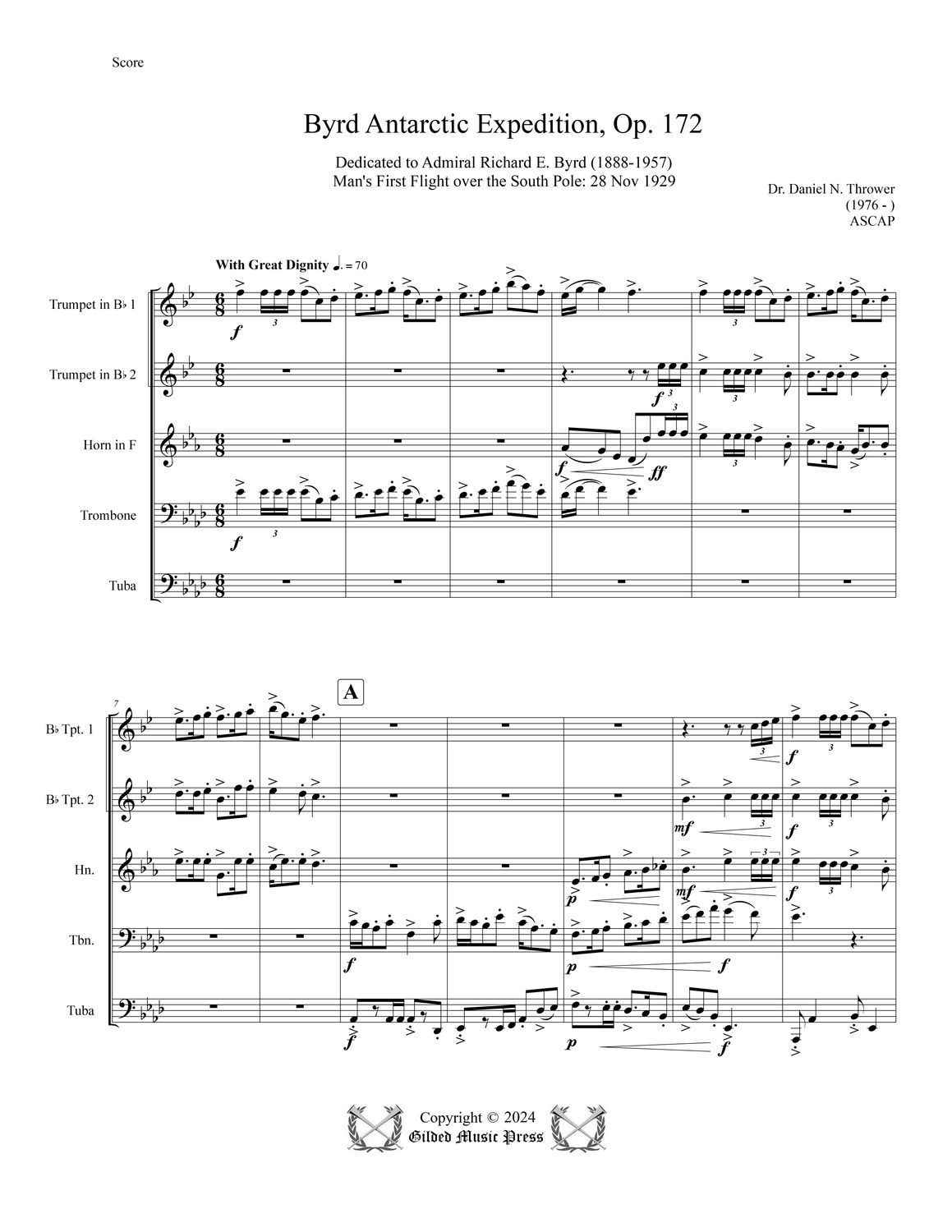 GMP 3089: Byrd Antarctic Expedition, Op. 172 (Brass Quintet), Dr. Daniel Thrower