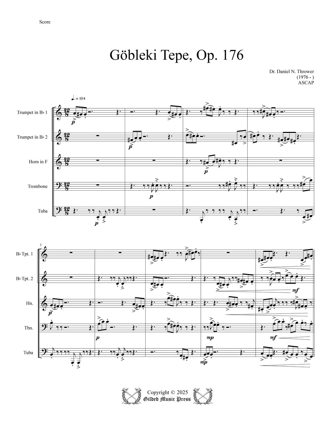 GMP 3093: Gobekli Tepe, Op. 176 (Brass Quintet), Dr. Daniel Thrower