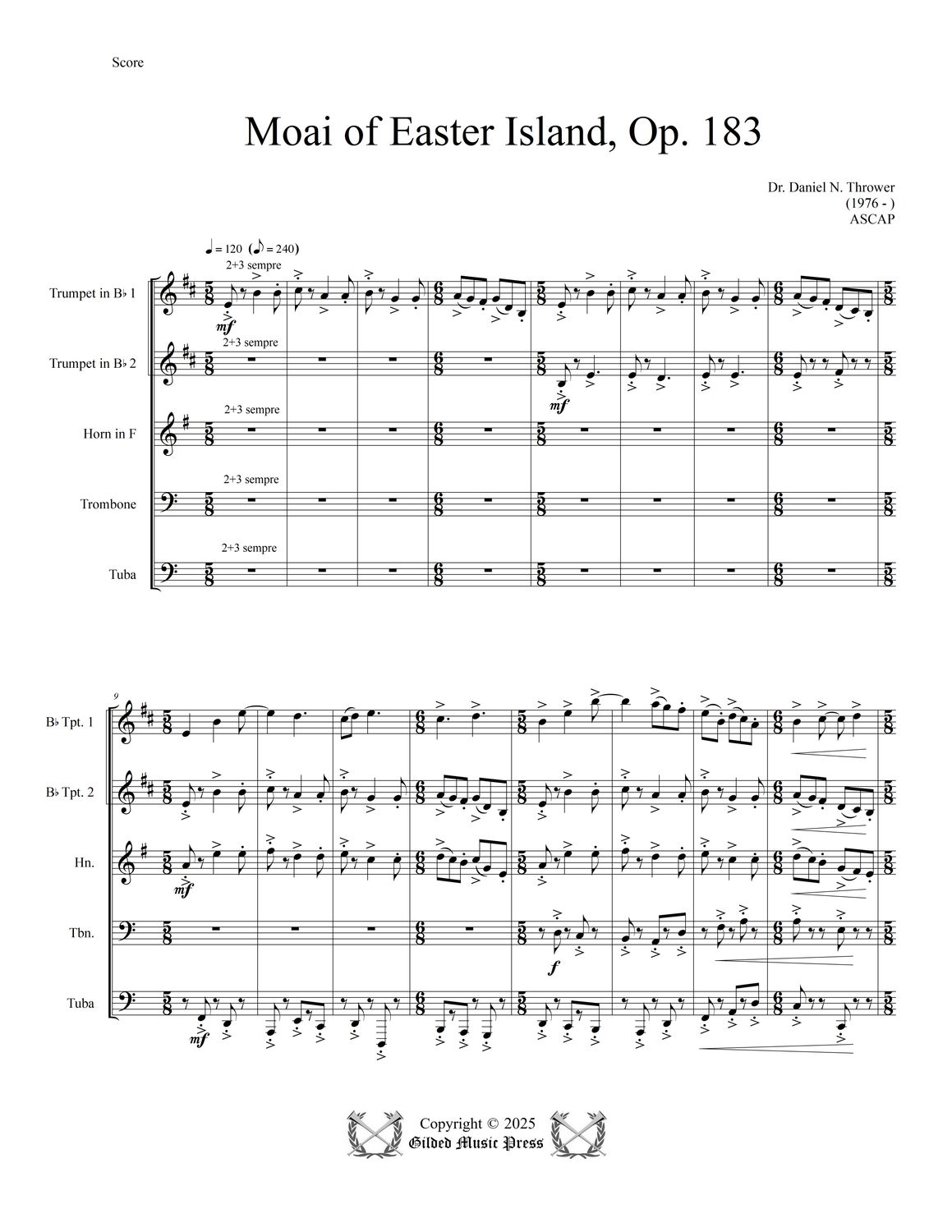 GMP 3100: Moai of Easter Island, Op. 183 (Brass Quintet), Dr. Daniel Thrower