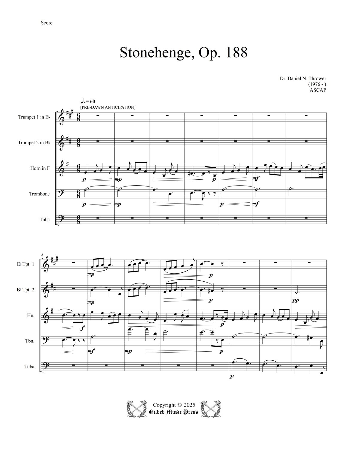 GMP 3105: Stonehenge, Op. 188 (Brass Quintet), Dr. Daniel Thrower