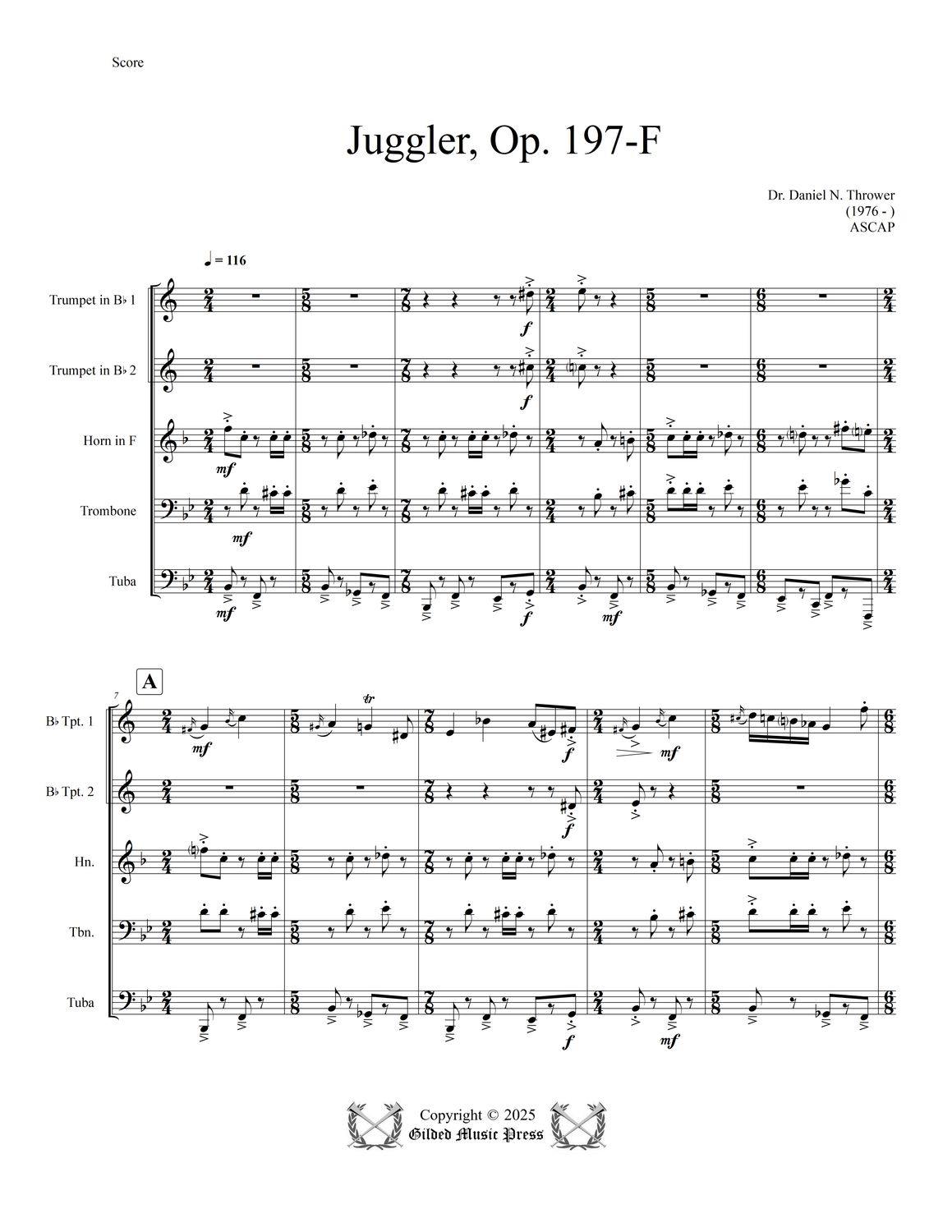 GMP 3114: Scenes &amp; Amusements, Vol. 2, Op. 197 (Brass Quintet) Dr. Daniel Thrower