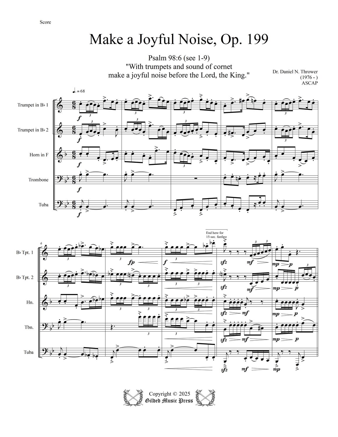GMP 3116: Make a Joyful Noise, Op. 199 (Brass Quintet) Dr. Daniel Thrower