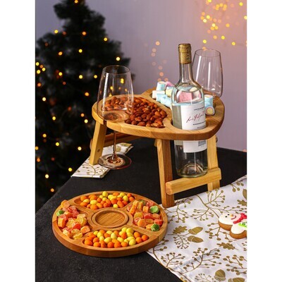Подарочный набор посуды «С любовью», столик для вина d320 мм, менажница d250 мм, подсвечник d80 мм, берёза
