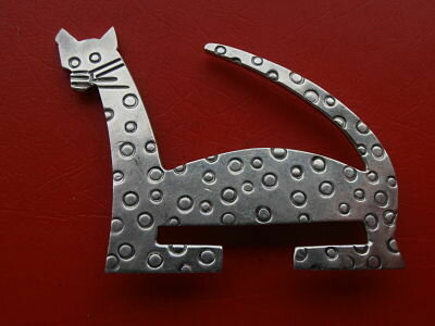 Silver Cat Brooch