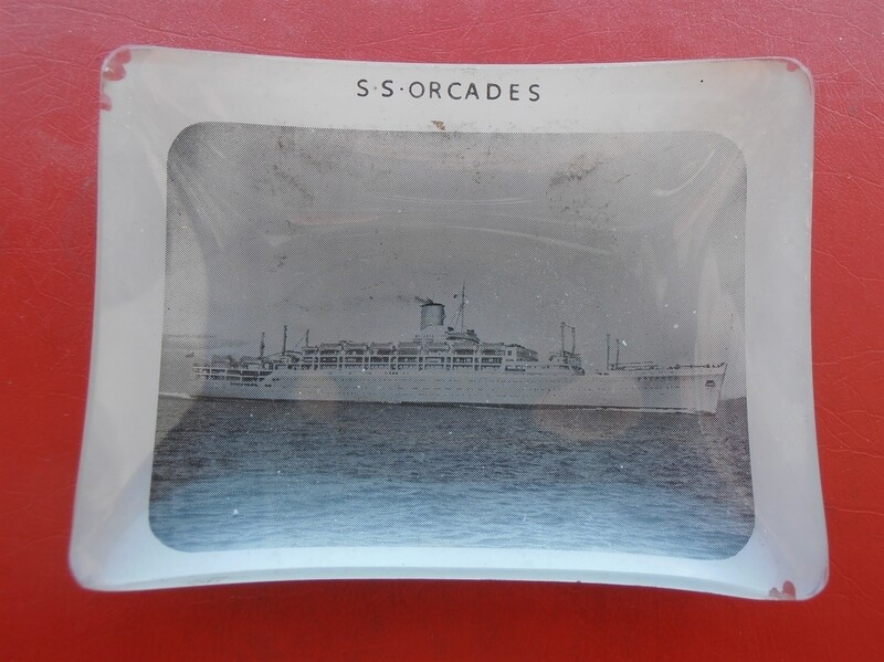 SS Orcades Glass Ashtray