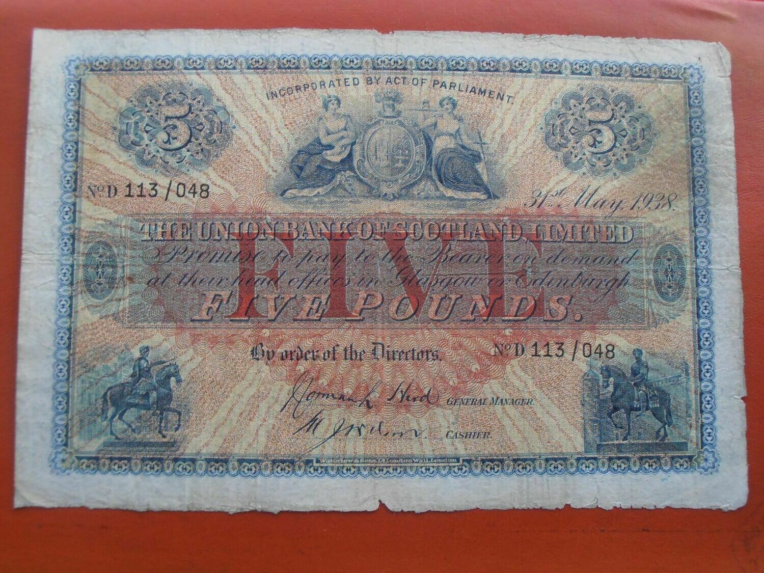Union Bank of Scotland £5 - 1938