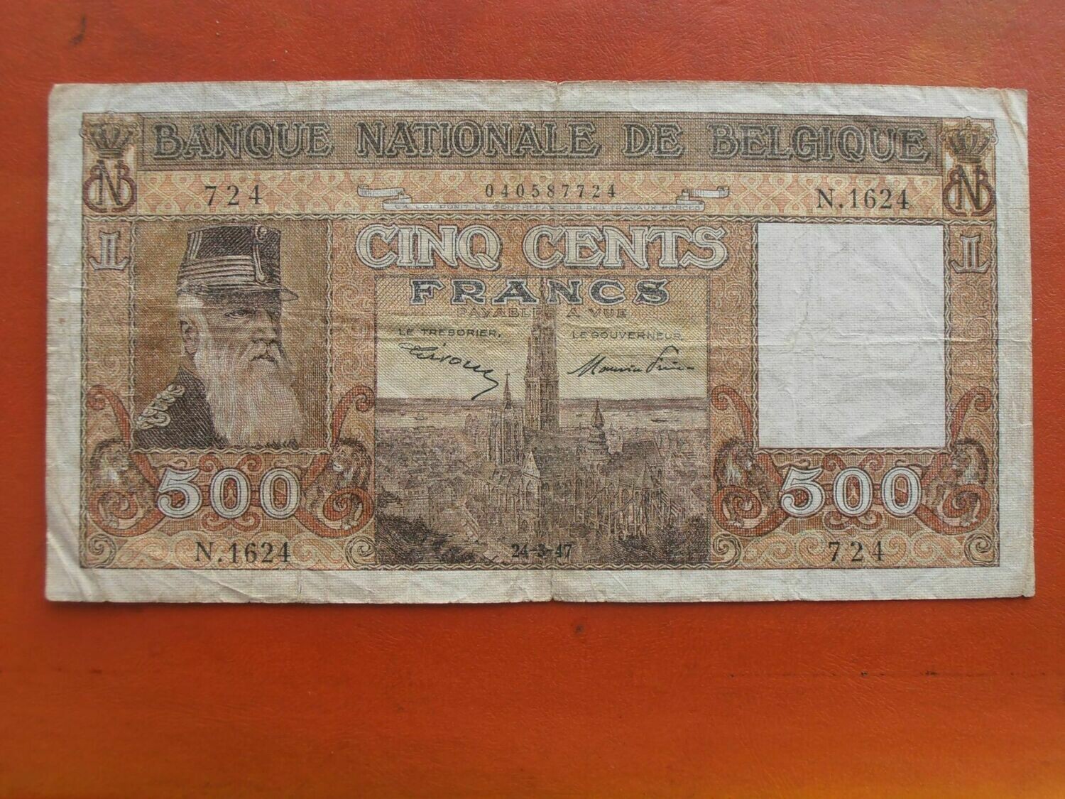 Belgium 500 Francs - 1947 Rare