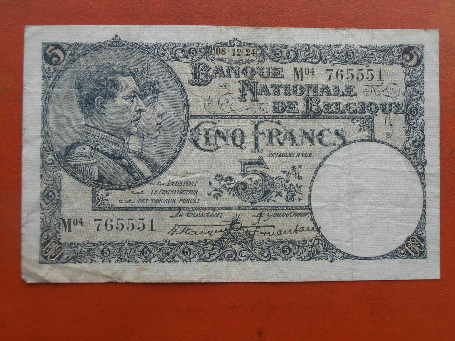 Belgium 5 Francs - 1924