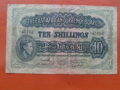 East Africa 10 Shillings - 1939