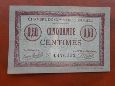 Chamber of Commerce Amiens 50 Centimes - 1915