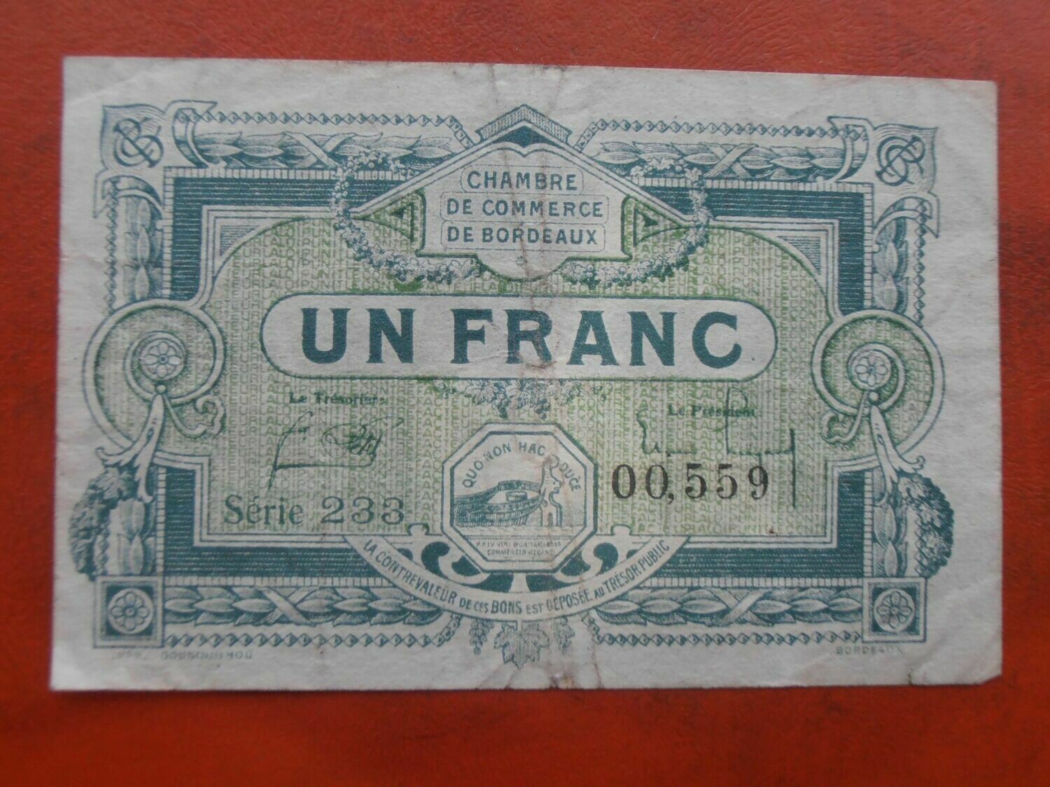 Chamber of Commerce Bordeaux 1 Franc - 1917