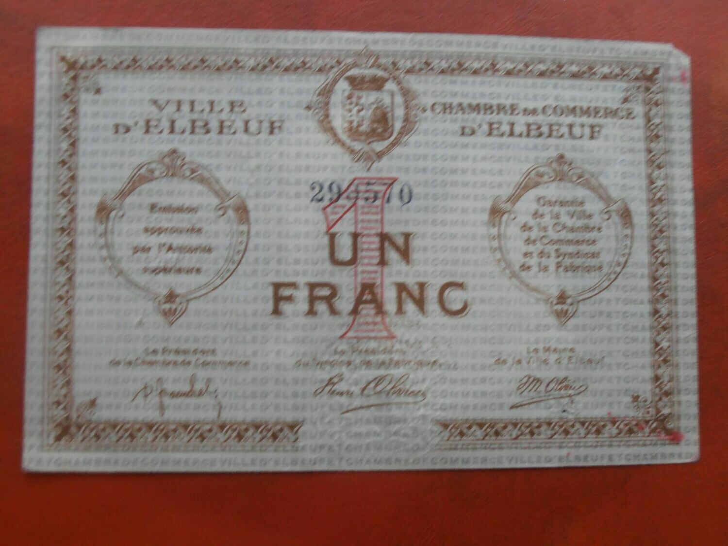 Chamber of Commerce D'Elbeuf 1 Franc - No Date