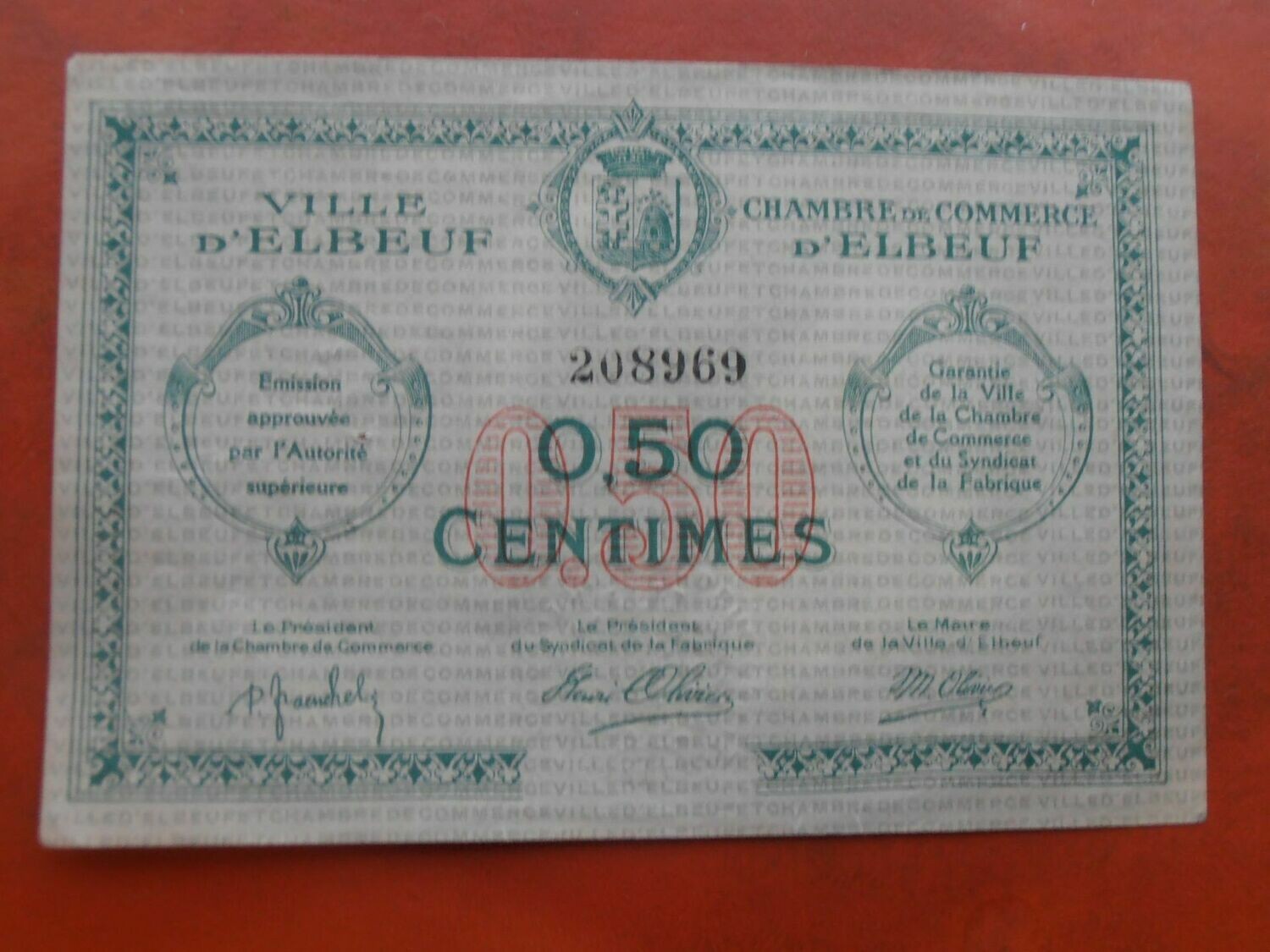 Chamber of Commerce D'Elbeuf 50 Centimes - No Date