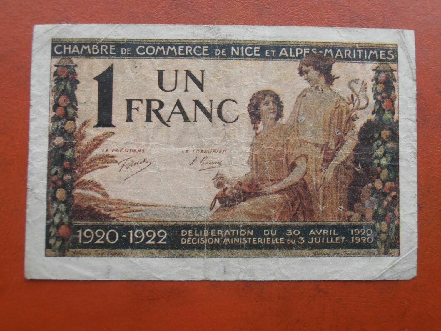 Chamber of Commerce Nice Alpes Maritimes 1 Franc - 1920