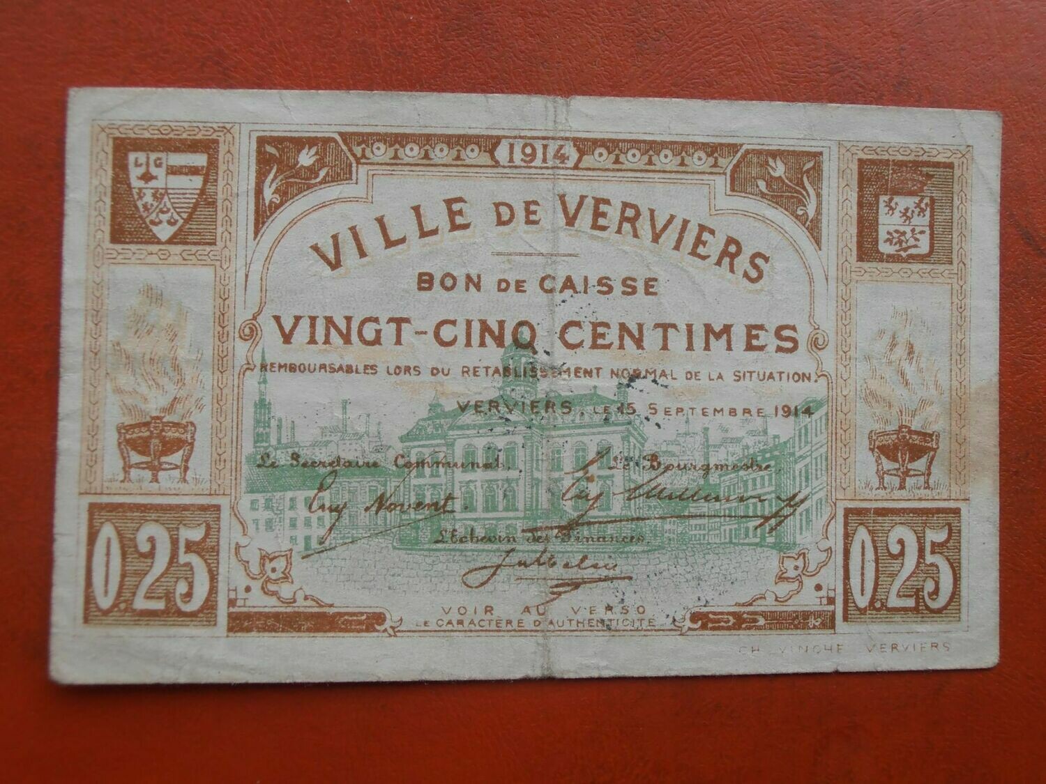Ville De Verviers 25 Centimes - 1914
