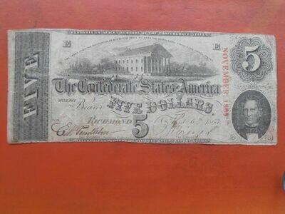 Confederate States of America $5 - 1863