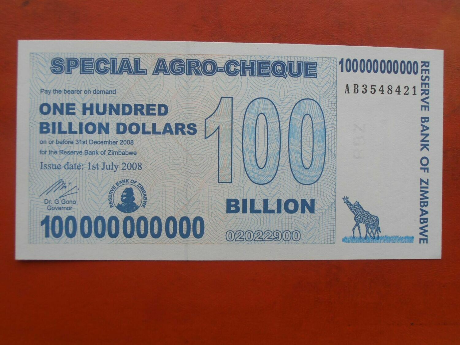 Zimbabwe 100 Billion Dollars - 2008
