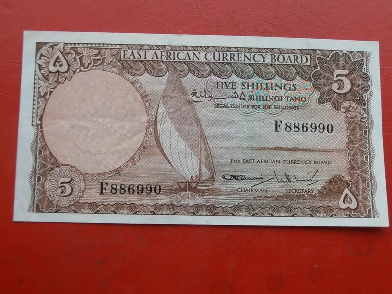 East Africa 5 Shillings  -  1964