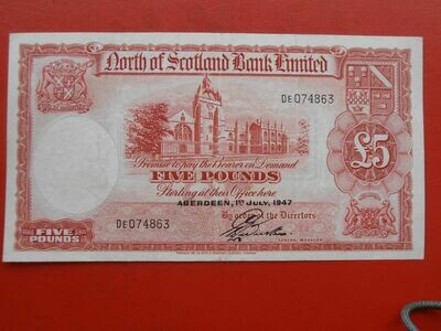 North of Scotland Bank £5 - 1947