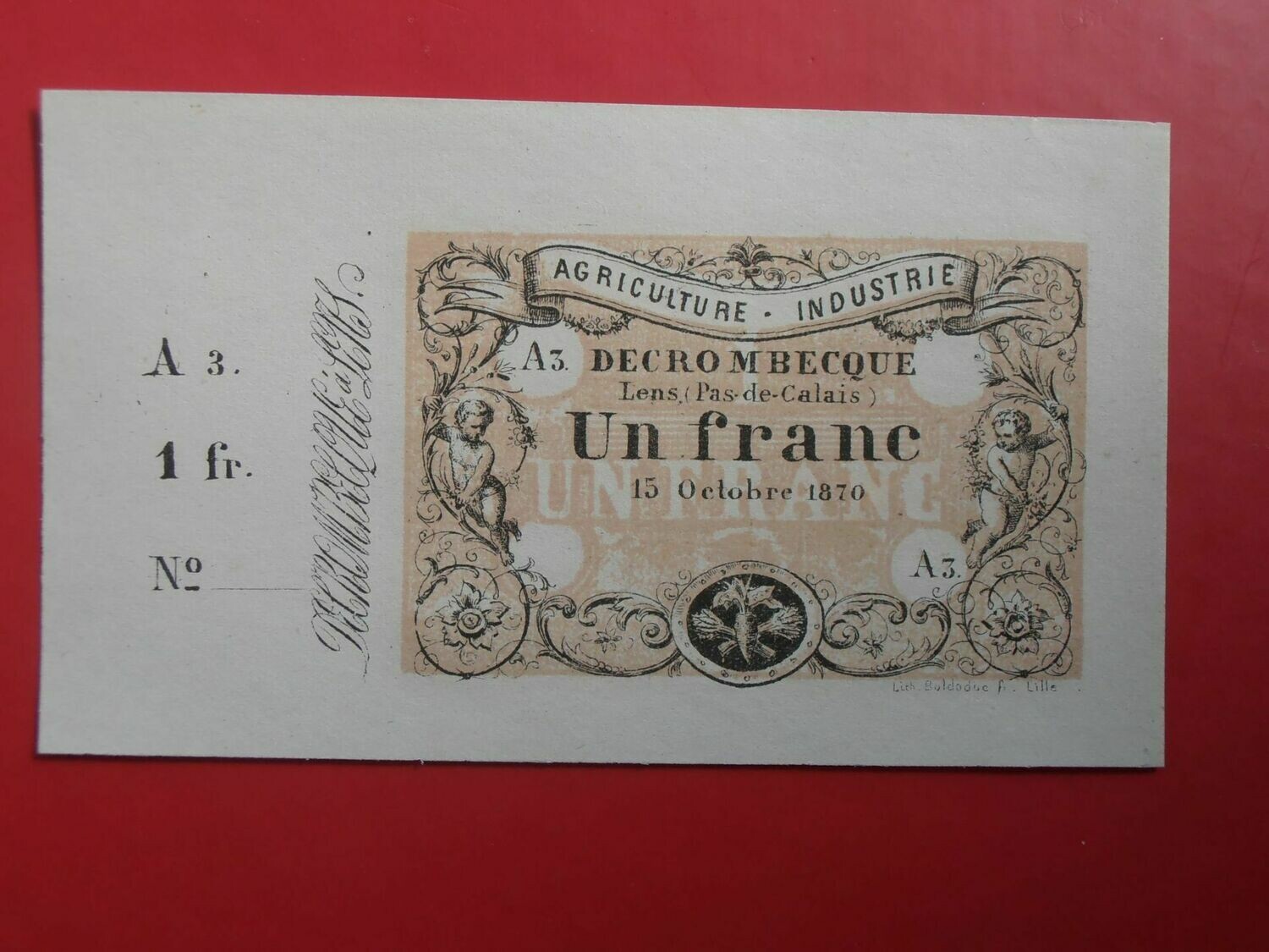 France Lens Decrombecque 1 Franc  -  1870