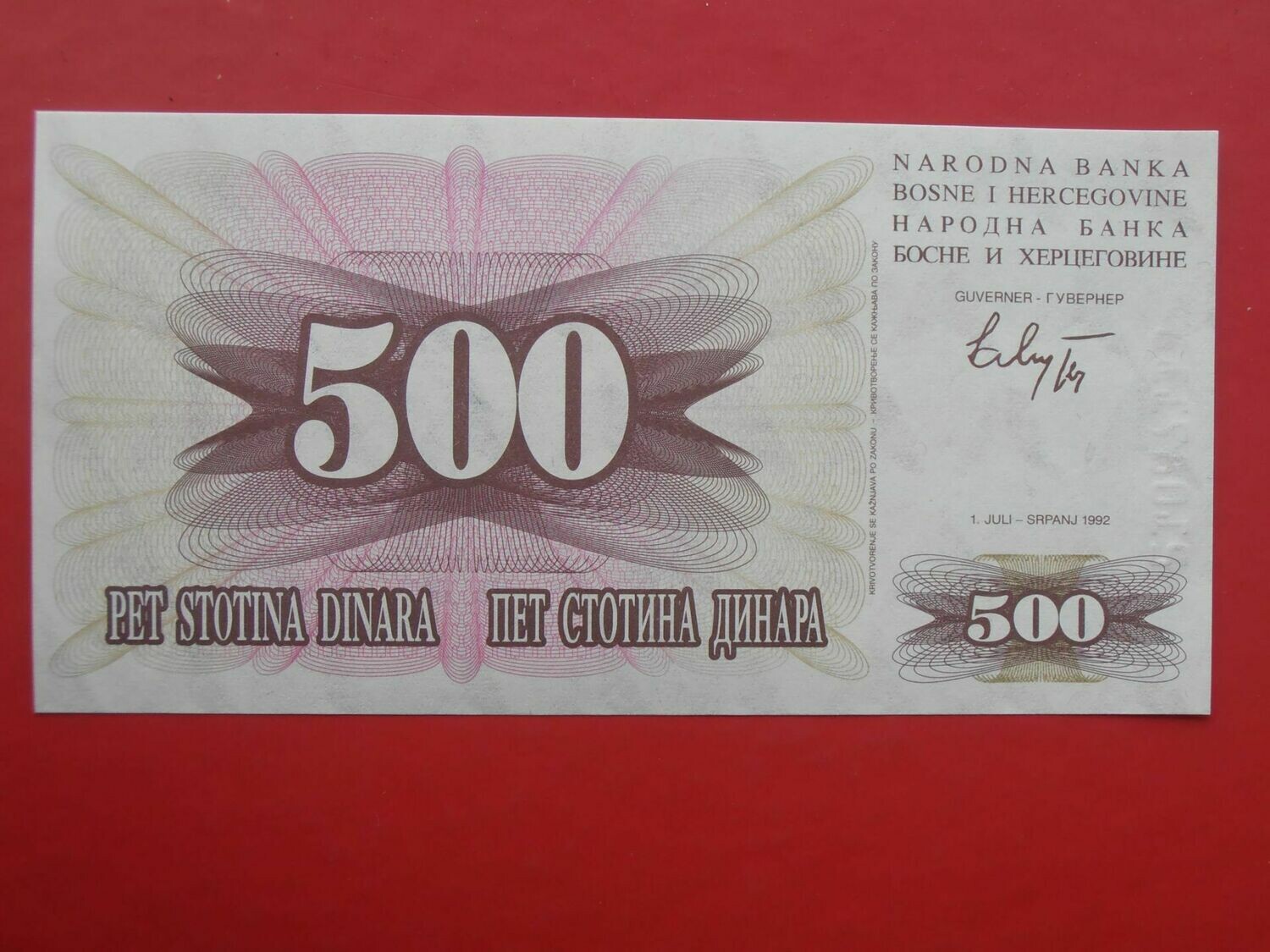Bosnia Herzegovina 500 Dinara  -  1992