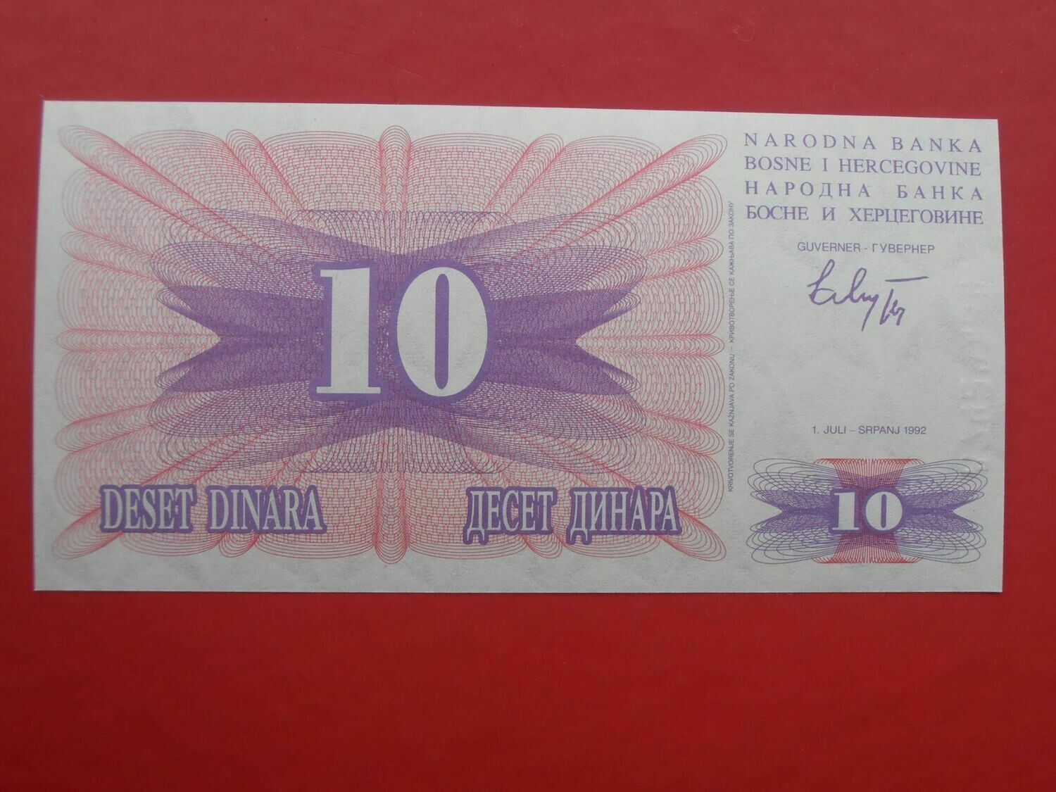 Bosnia Herzegovina 10 Dinara  -  1992