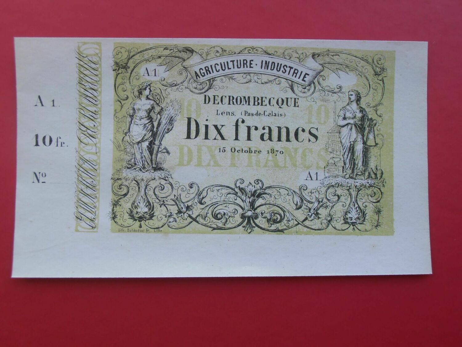 France Lens Decrombecque 10 Francs  -  1870