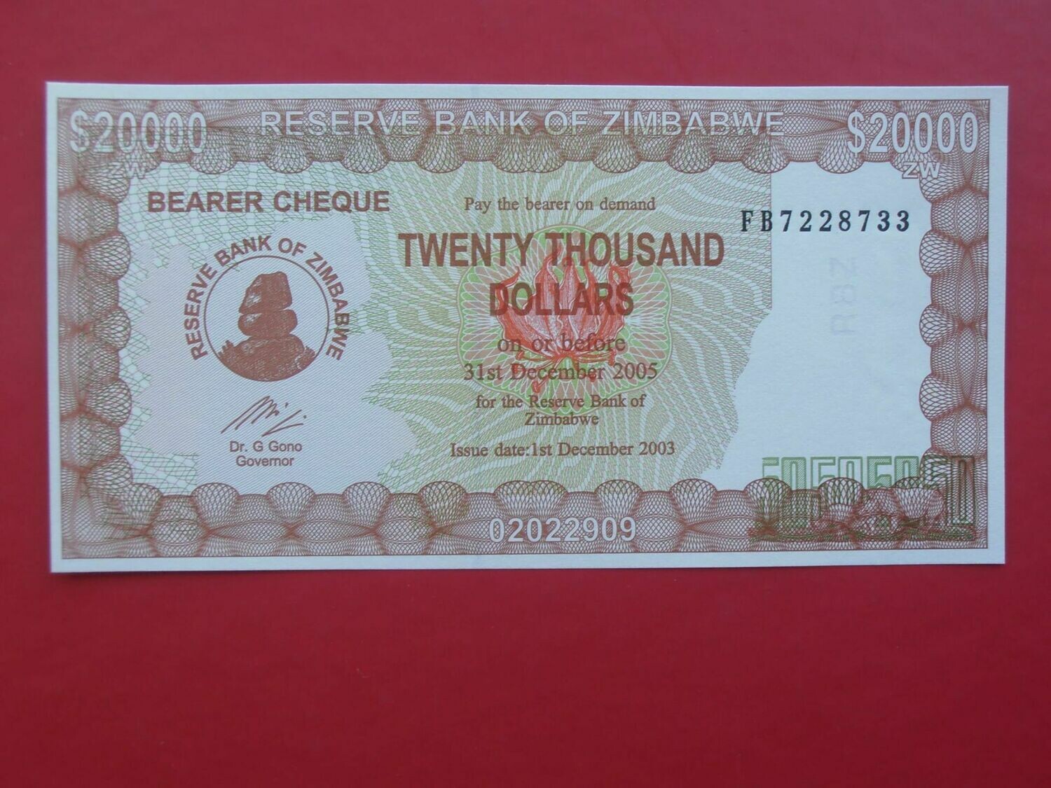 Zimbabwe 20000 Dollars  -  2003