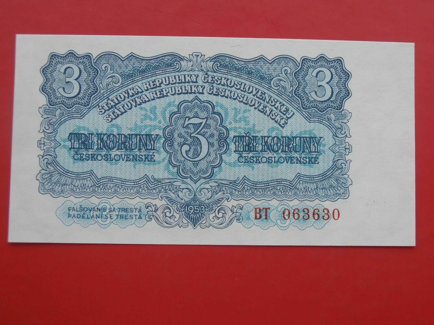 Czechoslovakia 3 Korun  -  1953