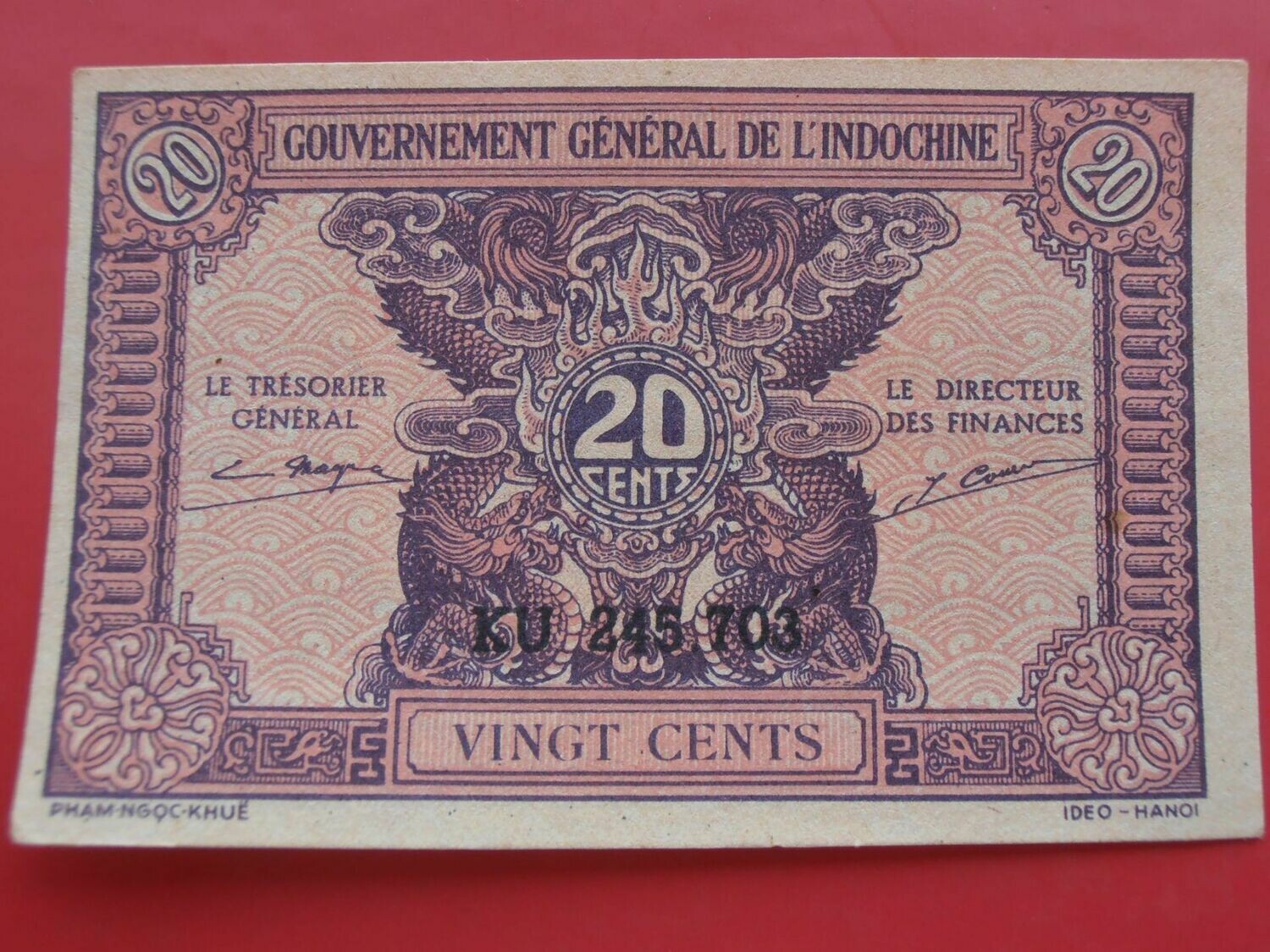 French Indo China 20 Cents  -  1942