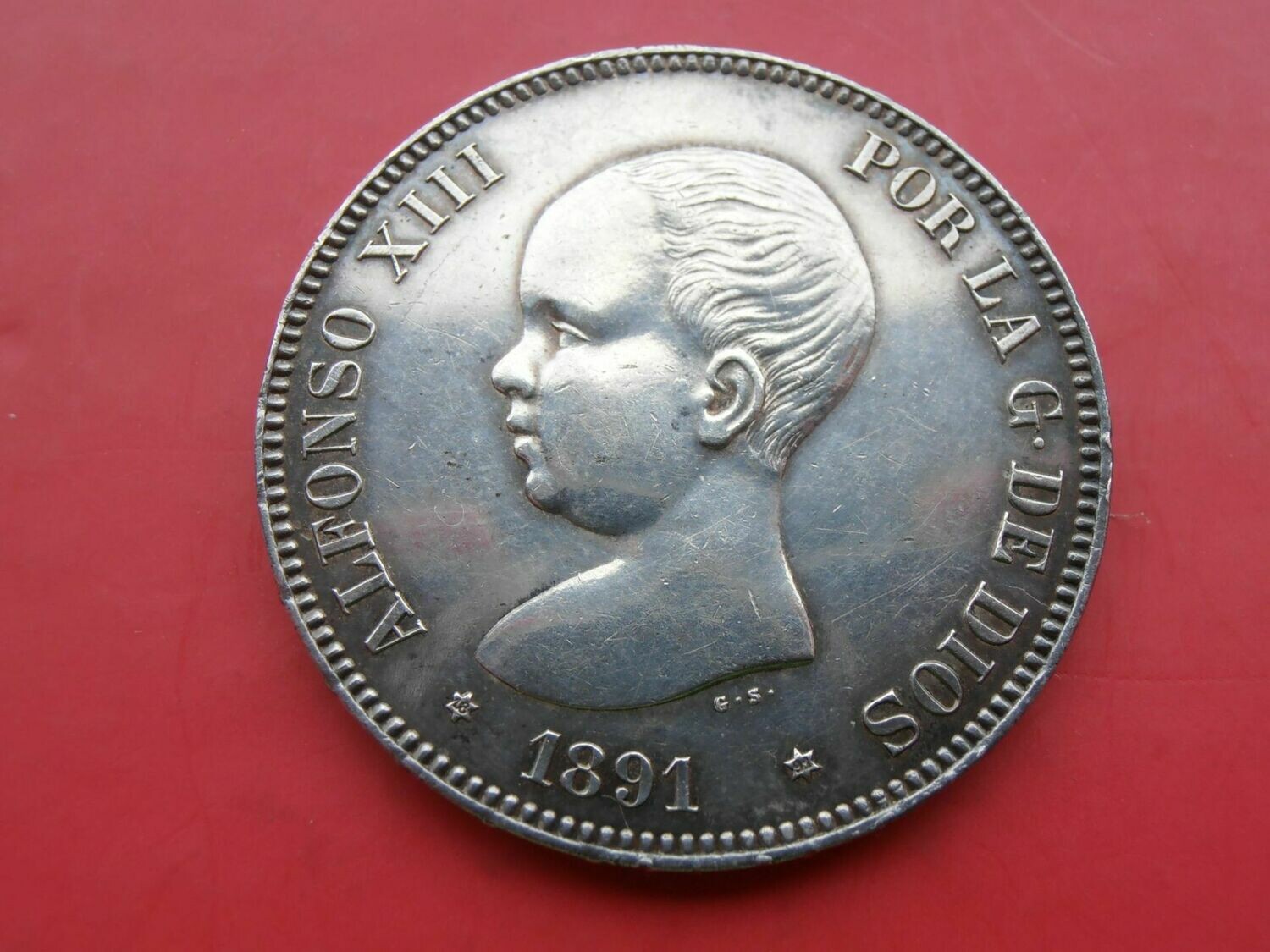 Spain 5 Pesetas  -  1891