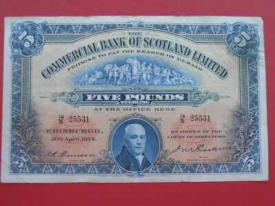 Commercial Bank of Scotland £5 - 1934